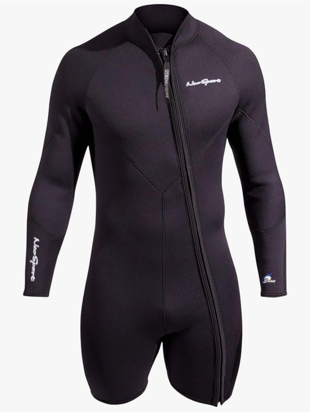 NeoSport Men’s Black 3mm Swim Hybrid Wet Suit - Front Zip